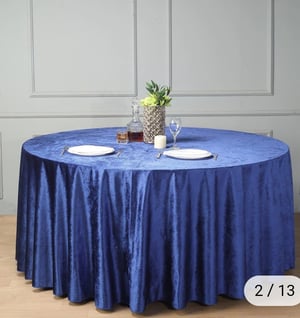 Image of 120" Premium Velvet Round Tablecloth - Royal blue 