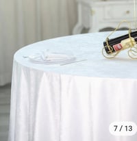 Image 2 of 120" Velvet Round Tablecloth - white 