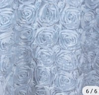 Image 2 of 132" White Grandiose Rosette 3D Satin Round Tablecloth