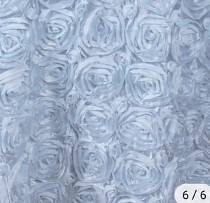Image of 132" White Grandiose Rosette 3D Satin Round Tablecloth