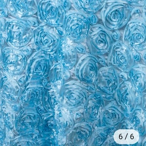 Image of 132" light blue/ baby blue  Grandiose Rosette 3D Satin Round Tablecloth