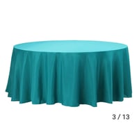 Image 1 of 132" Turquoise Polyester Round Tablecloth