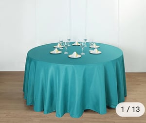 Image of 132" Turquoise Polyester Round Tablecloth