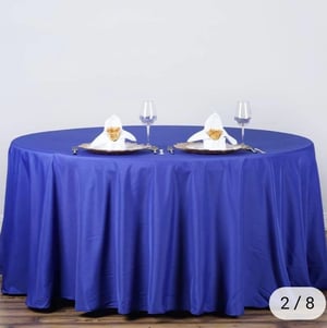 Image of 132" Royal blue  Polyester Round Tablecloth