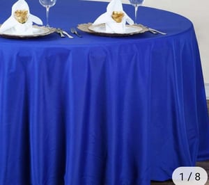 Image of 132" Royal blue  Polyester Round Tablecloth