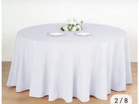 Image 1 of 132" White Polyester Round Tablecloth