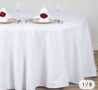 Image 3 of 132" White Polyester Round Tablecloth