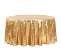 Image 1 of 120" Gold shiny sequin table cloth 