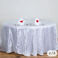 Image 1 of  120" White Pintuck Round Tablecloth