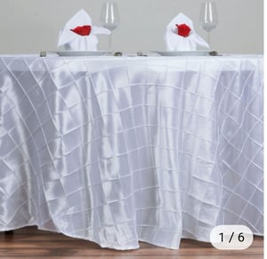 Image of  120" White Pintuck Round Tablecloth