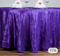 Image 1 of 120" Purple Pintuck Round Tablecloth