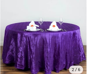 Image of 120" Purple Pintuck Round Tablecloth
