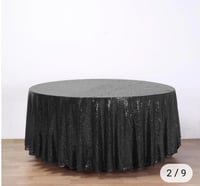 Image 1 of 120" Black  Round sequin shinny Tablecloth