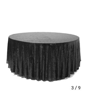Image of 120" Black  Round sequin shinny Tablecloth