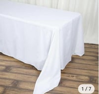 90"x156" White Polyester Rectangular Tablecloth
