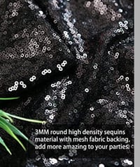 Image 3 of Black Rectangle Sequin Tablecloth 90x156-Inch Sparkly Wedding Tablecloth Long Glitter Table Ov