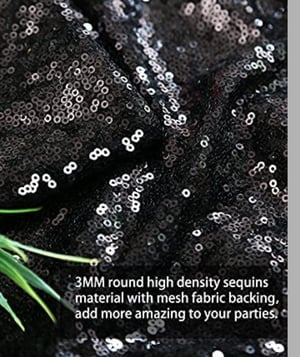 Image of Black Rectangle Sequin Tablecloth 90x156-Inch Sparkly Wedding Tablecloth Long Glitter Table Ov