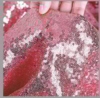 Image 2 of Fuchsia Pink Rectangle Sequin Tablecloth 90x156-Inch Sparkly Wedding Tablecloth Long Glitter 