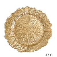 Image 1 of 13"  Round Reef Gold Acrylic Plastic Charger Plates