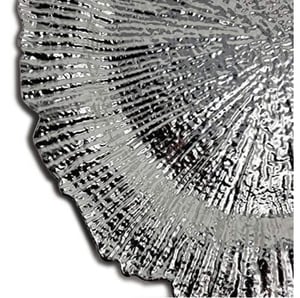 Image of 13" Round Reef Silver Acrylic Plastic Charger Plates
