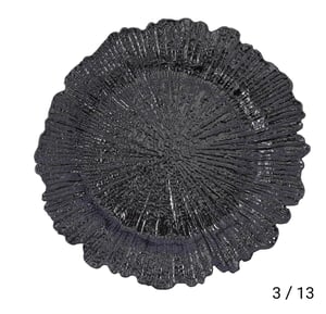 Image of 13"  Round Reef Black Acrylic Plastic Charger Plates