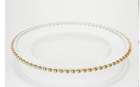 Image 1 of 12" Round Gold Beaded Rim Glass Charger Plates