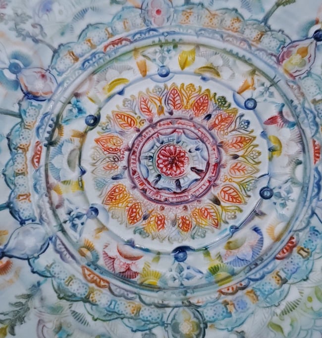 Large Cherry Pop Sunburst Mandala Bowl