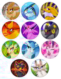 1.5" Buttons/Pins SINGLES of "Fox" Evolutions and/or "Fire Cat" or "Rock Dog"