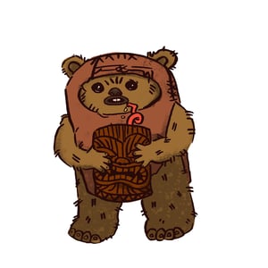 Star Wars Wicket the Ewok Tiki Geeky Tiki Tropical Sticker