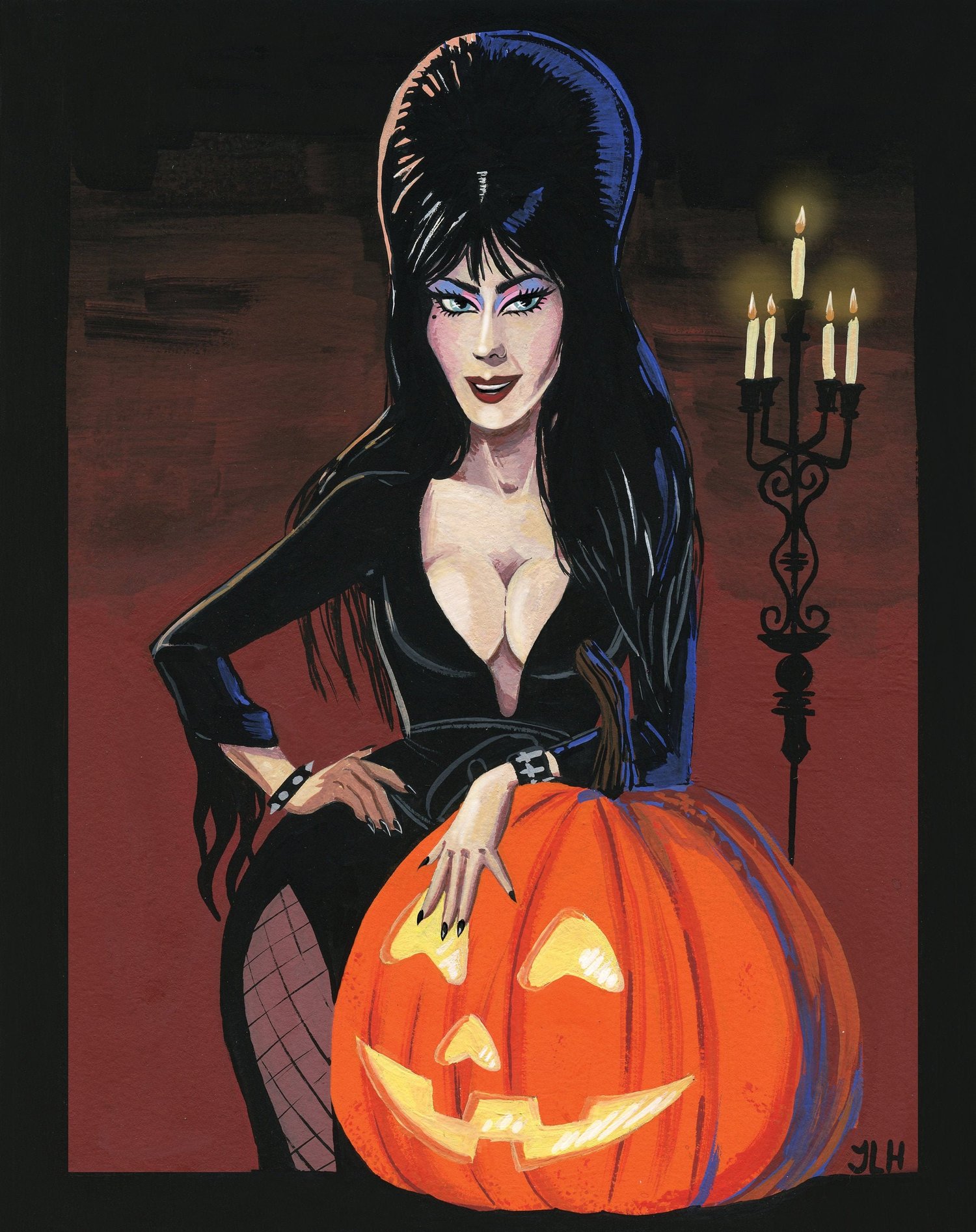 Mistress of the Dark Elvira Pumpkin Halloween Print