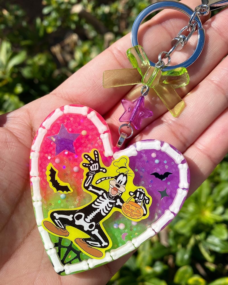 Image of Halloween Pals Resin Heart Charm Keychain - Choose Your Fave!