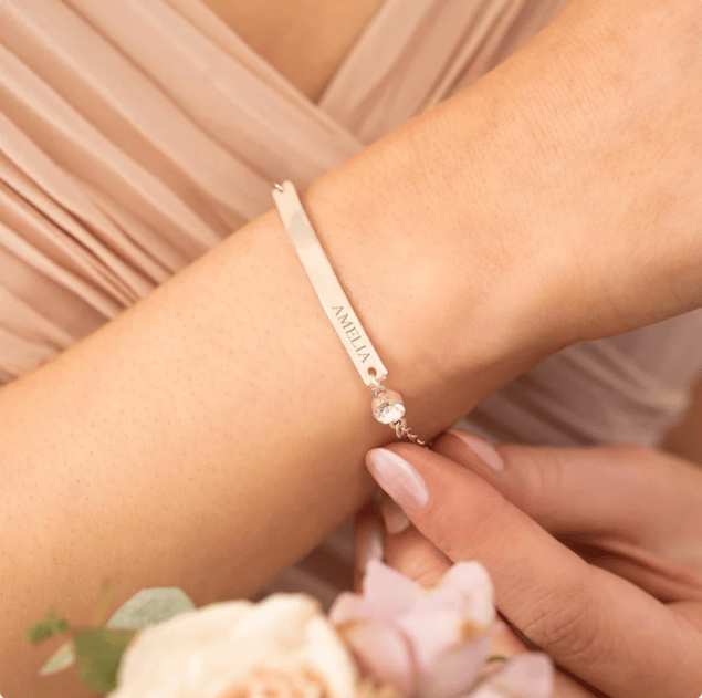 Image of Birthstone and Bar Personalised Bracelet  • Gift For Her • Mother's Day Gift • Bloom B