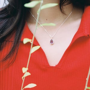 Image of Amethyst mixed cut silver necklace
