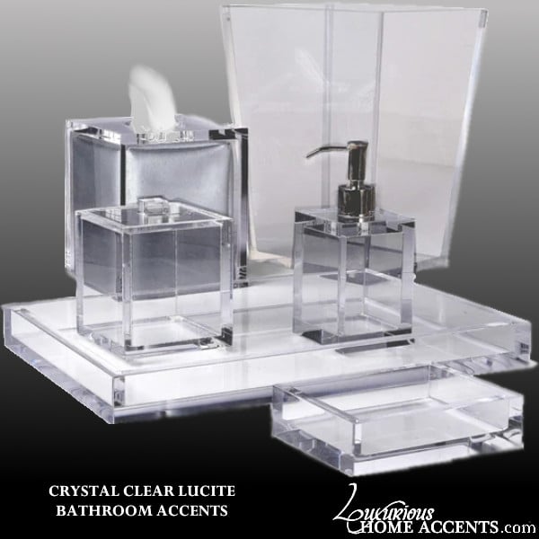 Image of Crystal Clear Lucite Bathroom Accessories