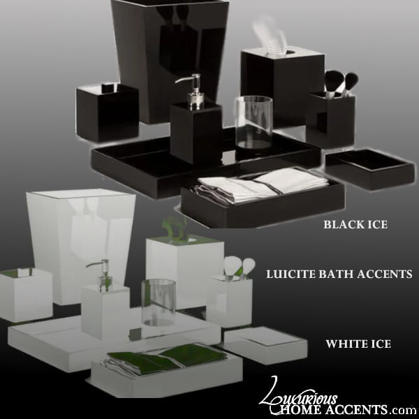 Image of Black or White Ice Lucite Bathroom Accessories