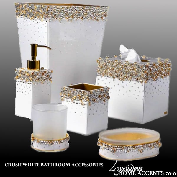 Image of White Crush Swarovski Crystal Bathroom Accessories