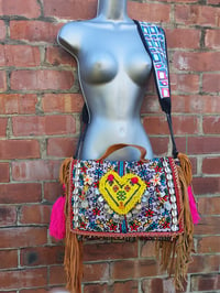 Image 2 of Tribal Large City Leather yellow heart bag