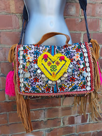 Image 1 of Tribal Large City Leather yellow heart bag