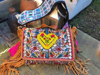 Image 3 of Tribal Large City Leather yellow heart bag