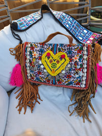 Image 5 of Tribal Large City Leather yellow heart bag