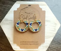 Brick stitch hoops with gold edging
