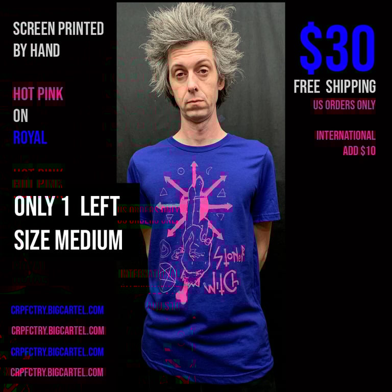 Stoner Witch T-shirt  HOT PINK on ROYAL   MEDIUM