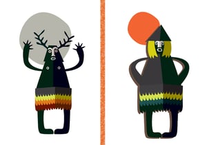 Image of Pack of 2 Greetings Cards: Witch Man & Deer Man