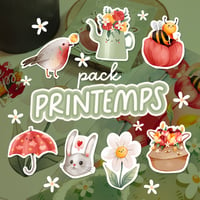 Image 1 of Sticker Pack Printemps - 7 stickers WATERPROOF + Bonus 