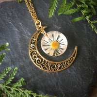 Image 1 of Daisy Moon Resin Necklace in Gold Tone