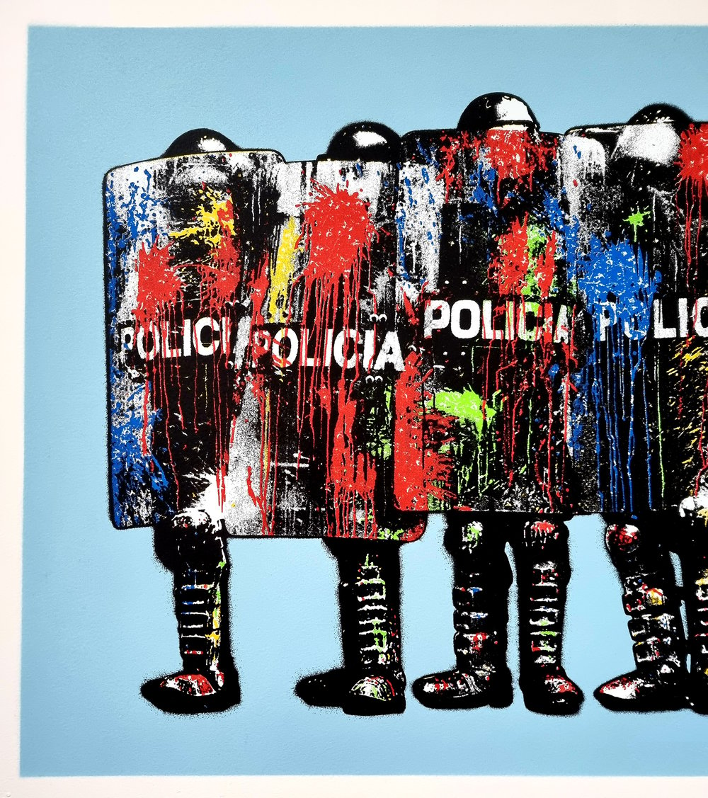 KGUY "PAINT BOMB POLICIA" BLUE ARTIST PROOF EDITION OF 3 - 85CM X 50.5CM