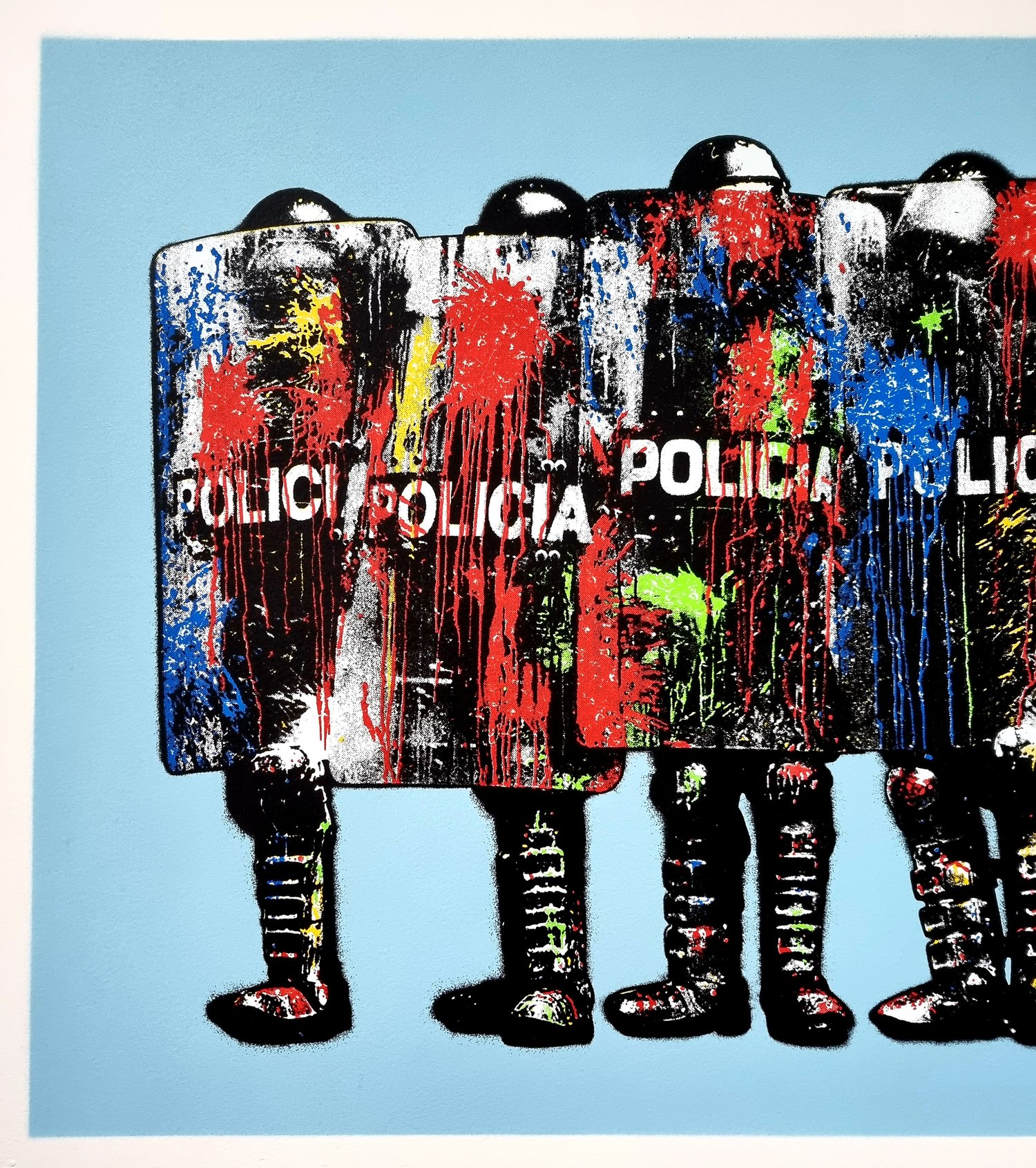 Image of KGUY "PAINT BOMB POLICIA" BLUE ARTIST PROOF EDITION OF 3 - 85CM X 50.5CM