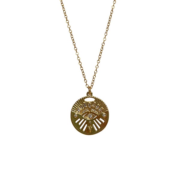 Image of Eye CZ Coin Talisman Gold Filled Necklace