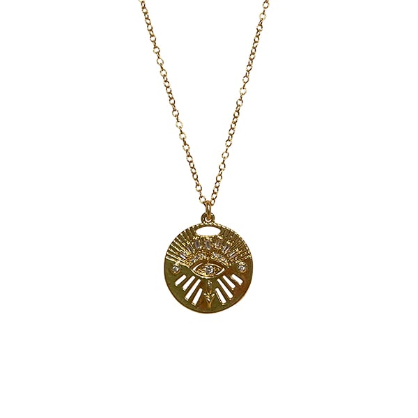 Image of Eye CZ Coin Talisman Gold Filled Necklace
