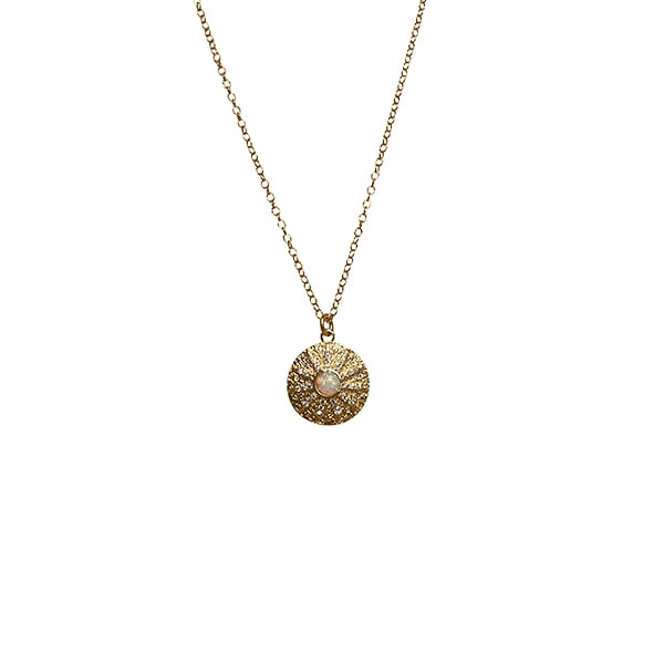 Image of Opal and CZ Sun Gold Filled Necklace